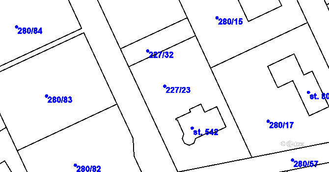 Parcela st. 227/23 v KÚ Babice, Katastrální mapa