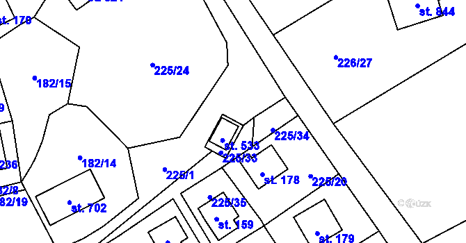 Parcela st. 225/32 v KÚ Babice, Katastrální mapa