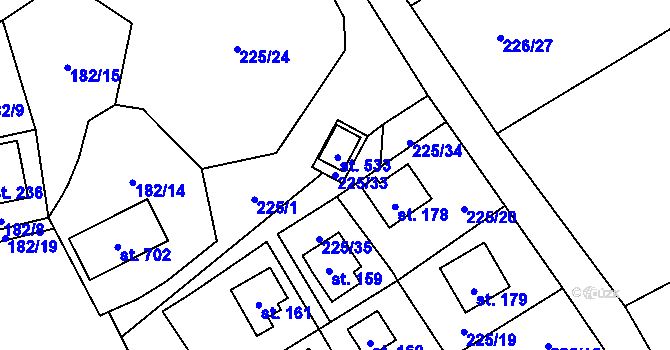 Parcela st. 225/33 v KÚ Babice, Katastrální mapa