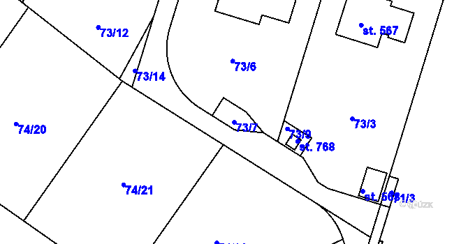 Parcela st. 73/7 v KÚ Babice, Katastrální mapa