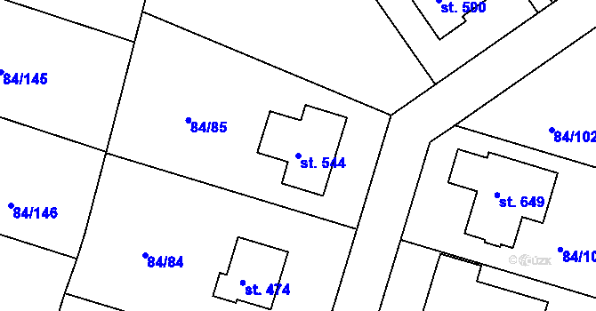 Parcela st. 544 v KÚ Babice, Katastrální mapa