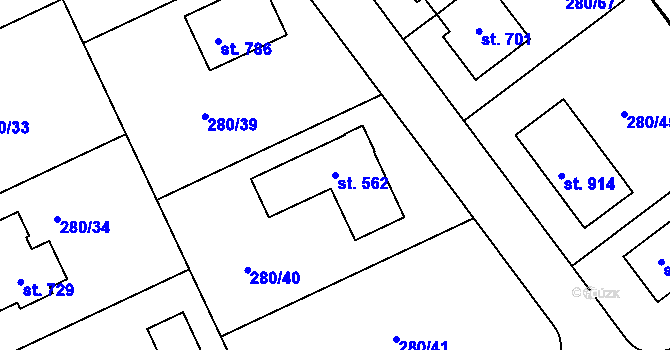 Parcela st. 562 v KÚ Babice, Katastrální mapa