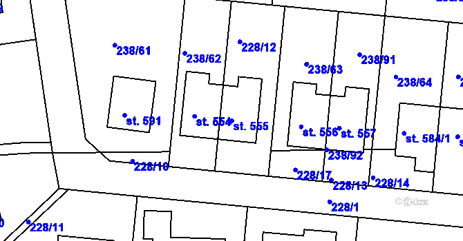 Parcela st. 555 v KÚ Babice, Katastrální mapa