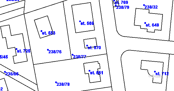 Parcela st. 570 v KÚ Babice, Katastrální mapa