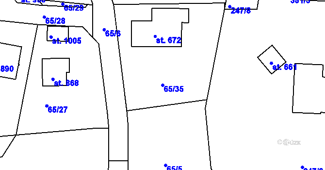 Parcela st. 65/35 v KÚ Babice, Katastrální mapa