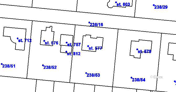 Parcela st. 577 v KÚ Babice, Katastrální mapa
