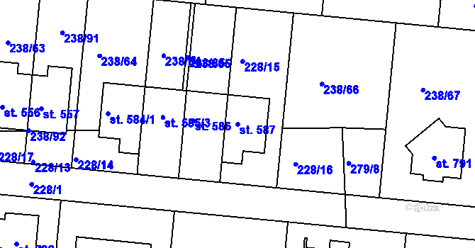 Parcela st. 587 v KÚ Babice, Katastrální mapa