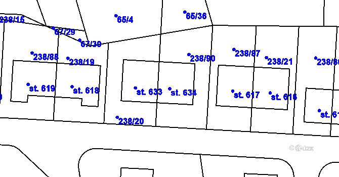 Parcela st. 634 v KÚ Babice, Katastrální mapa