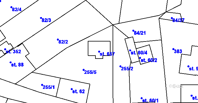 Parcela st. 657 v KÚ Babice, Katastrální mapa