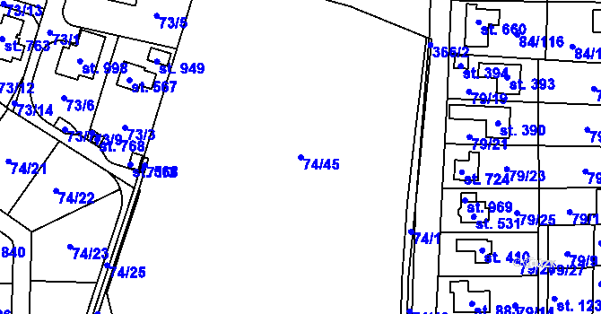 Parcela st. 74/45 v KÚ Babice, Katastrální mapa