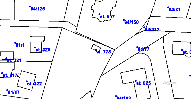 Parcela st. 775 v KÚ Babice, Katastrální mapa