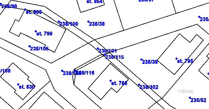 Parcela st. 238/115 v KÚ Babice, Katastrální mapa