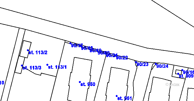 Parcela st. 90/20 v KÚ Babice, Katastrální mapa
