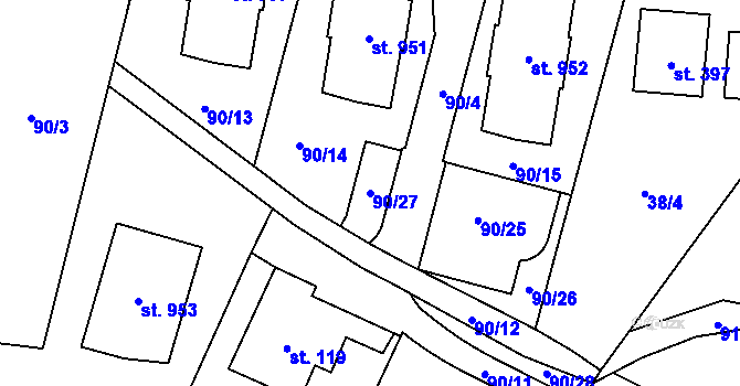 Parcela st. 90/27 v KÚ Babice, Katastrální mapa
