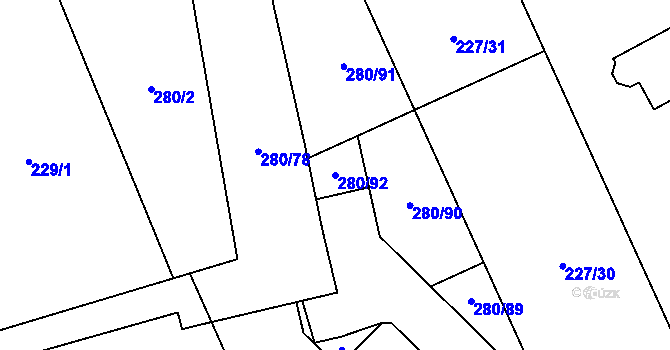 Parcela st. 280/92 v KÚ Babice, Katastrální mapa