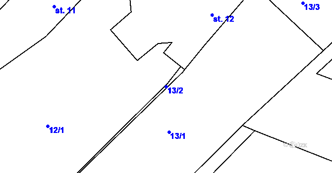 Parcela st. 13/2 v KÚ Velké Babice, Katastrální mapa