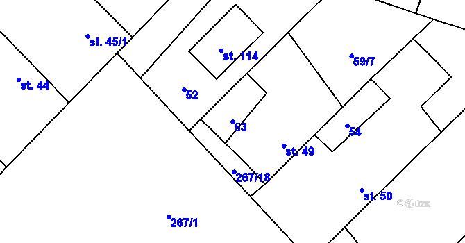 Parcela st. 53 v KÚ Velké Babice, Katastrální mapa