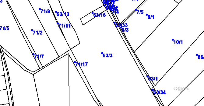Parcela st. 63/3 v KÚ Velké Babice, Katastrální mapa