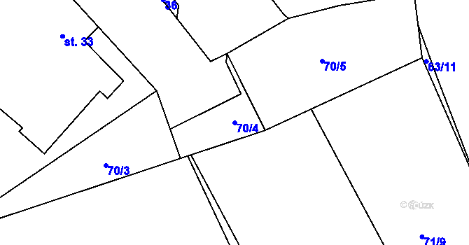Parcela st. 70/4 v KÚ Velké Babice, Katastrální mapa