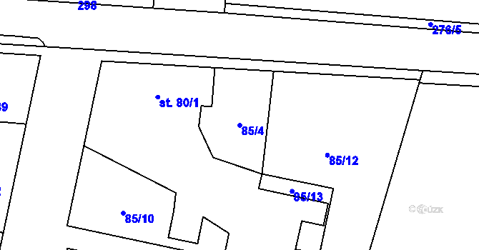 Parcela st. 85/4 v KÚ Velké Babice, Katastrální mapa
