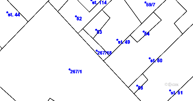 Parcela st. 267/18 v KÚ Velké Babice, Katastrální mapa