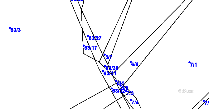 Parcela st. 3/7 v KÚ Velké Babice, Katastrální mapa