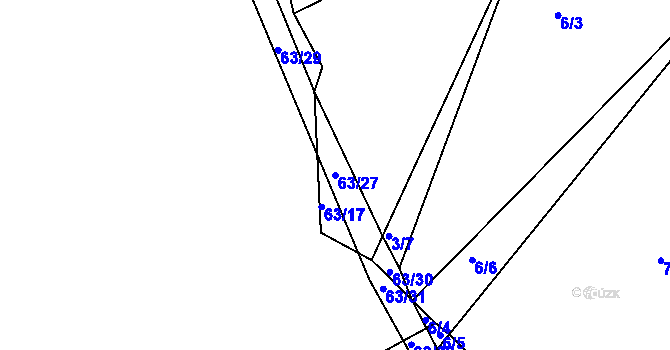 Parcela st. 63/27 v KÚ Velké Babice, Katastrální mapa
