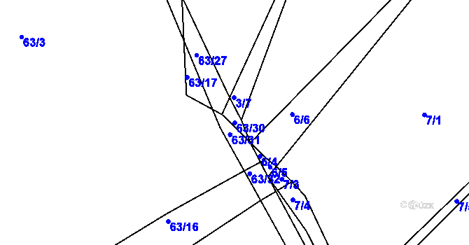 Parcela st. 63/30 v KÚ Velké Babice, Katastrální mapa