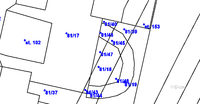 Parcela st. 81/47 v KÚ Velké Babice, Katastrální mapa