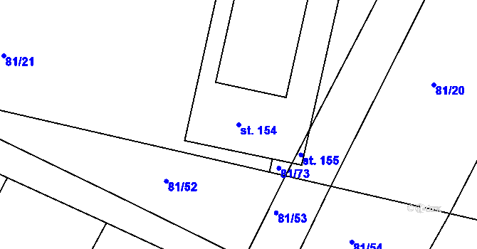 Parcela st. 154 v KÚ Velké Babice, Katastrální mapa