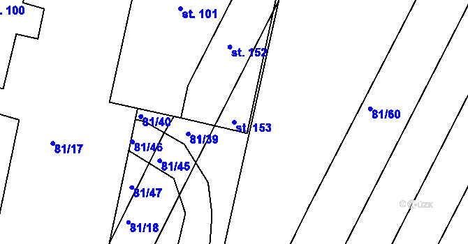 Parcela st. 153 v KÚ Velké Babice, Katastrální mapa