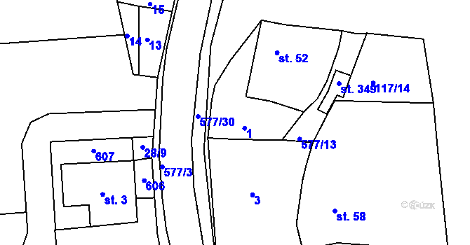 Parcela st. 1 v KÚ Babice u Lesonic, Katastrální mapa