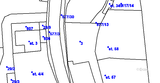 Parcela st. 3 v KÚ Babice u Lesonic, Katastrální mapa