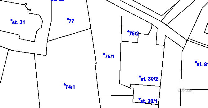 Parcela st. 75/1 v KÚ Babice u Lesonic, Katastrální mapa
