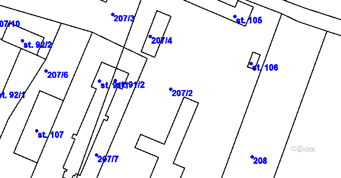 Parcela st. 207/2 v KÚ Babice u Lesonic, Katastrální mapa