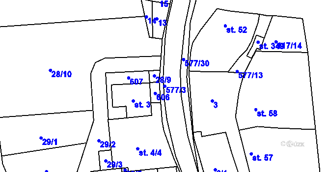 Parcela st. 577/3 v KÚ Babice u Lesonic, Katastrální mapa