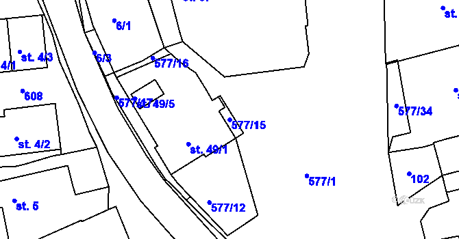 Parcela st. 577/15 v KÚ Babice u Lesonic, Katastrální mapa