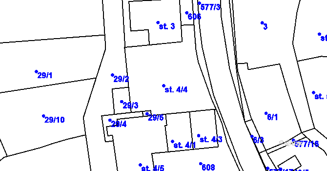 Parcela st. 4/4 v KÚ Babice u Lesonic, Katastrální mapa