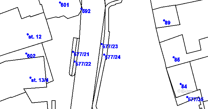 Parcela st. 577/24 v KÚ Babice u Lesonic, Katastrální mapa