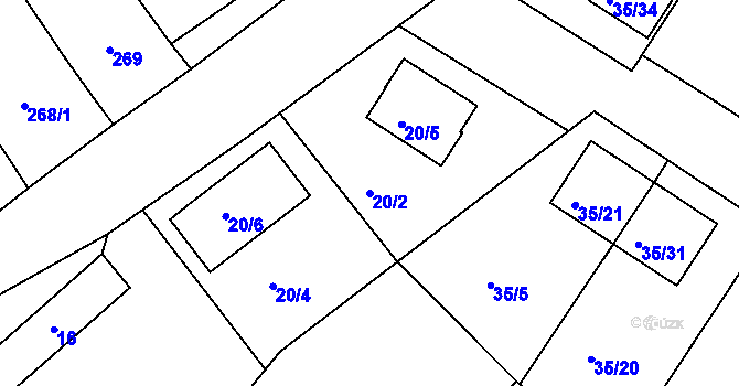 Parcela st. 20/2 v KÚ Babice u Uherského Hradiště, Katastrální mapa