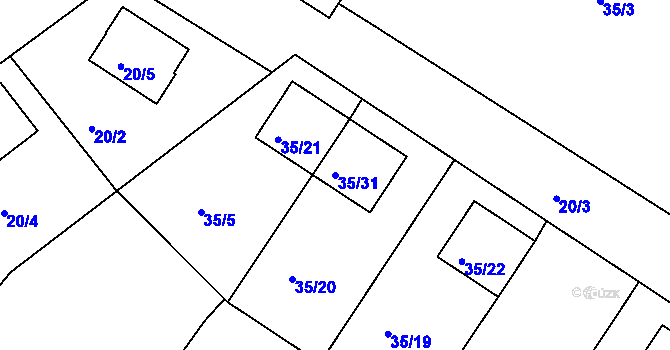 Parcela st. 35/31 v KÚ Babice u Uherského Hradiště, Katastrální mapa