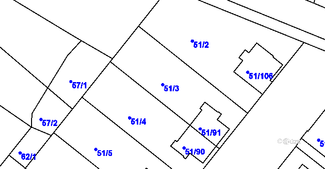 Parcela st. 51/3 v KÚ Babice u Uherského Hradiště, Katastrální mapa