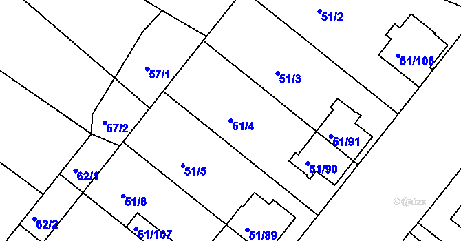 Parcela st. 51/4 v KÚ Babice u Uherského Hradiště, Katastrální mapa