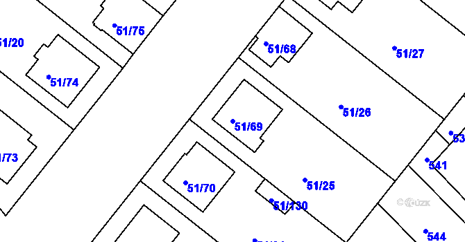 Parcela st. 51/69 v KÚ Babice u Uherského Hradiště, Katastrální mapa
