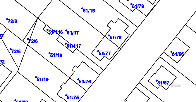 Parcela st. 51/77 v KÚ Babice u Uherského Hradiště, Katastrální mapa