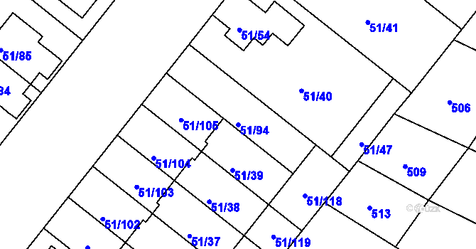 Parcela st. 51/94 v KÚ Babice u Uherského Hradiště, Katastrální mapa