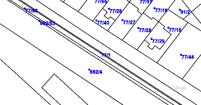 Parcela st. 77/1 v KÚ Babice u Uherského Hradiště, Katastrální mapa