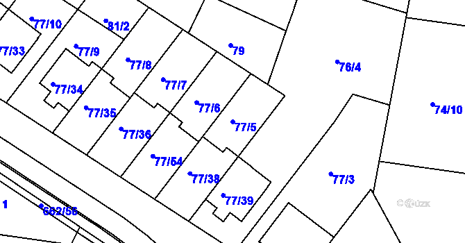 Parcela st. 77/5 v KÚ Babice u Uherského Hradiště, Katastrální mapa