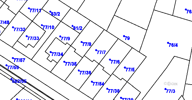 Parcela st. 77/7 v KÚ Babice u Uherského Hradiště, Katastrální mapa