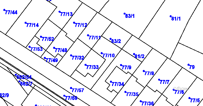 Parcela st. 77/10 v KÚ Babice u Uherského Hradiště, Katastrální mapa